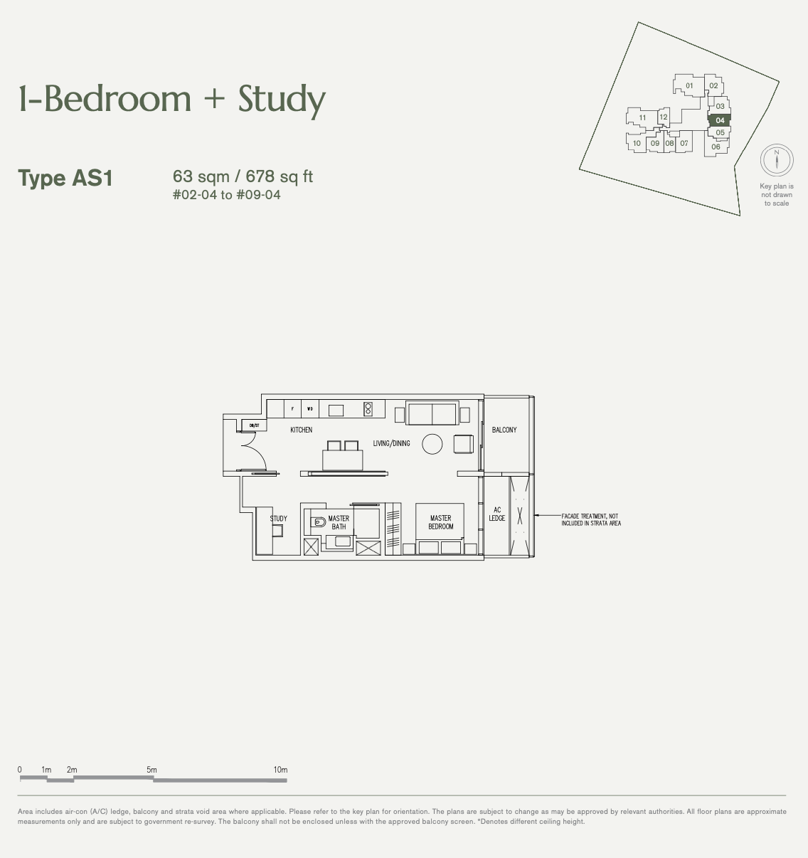 19 Nassim - 1 Bedroom Plus Study Floor Plan